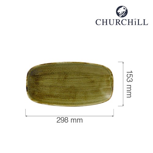 Photo for Stonecast Plume Green chefs oblong plate, 298x153mm 2