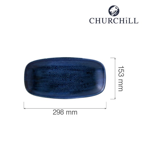 Photo for Stonecast Plume Ultramarine chefs oblong plate, 298x153mm 2
