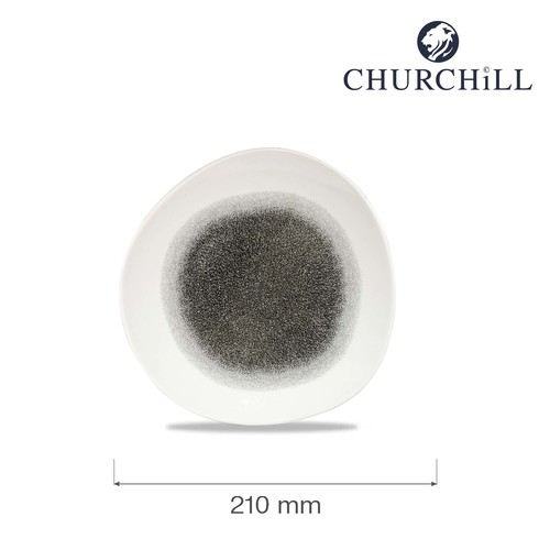 Photo for Raku Quartz Black round trace plate, 210mm 2