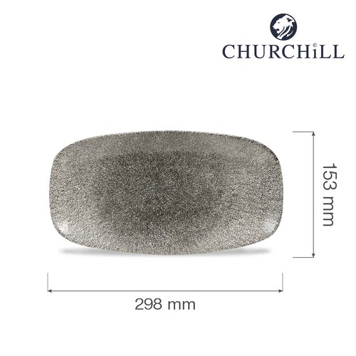 Photo for Raku Quartz Black chefs oblong plate, 298x153mm 2