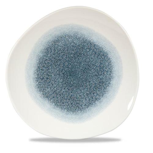 Photo for Raku Topaz Blue round trace plate, 210mm 2