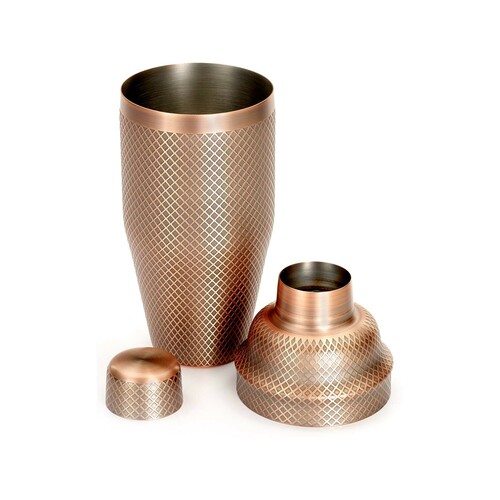 Zdjęcie do Shaker barmański 3-częściowy w stylu japońskim Diamond Lettice, antyczna miedź, BarFly, 700ml 2