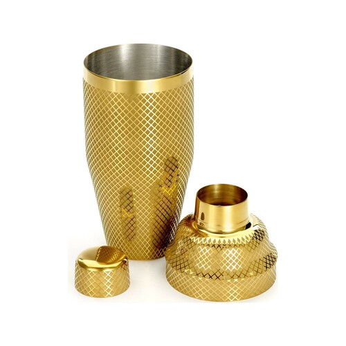 Zdjęcie do Shaker barmański 3-częściowy w stylu japońskim Diamond Lettice, złoty, BarFly 700ml 2