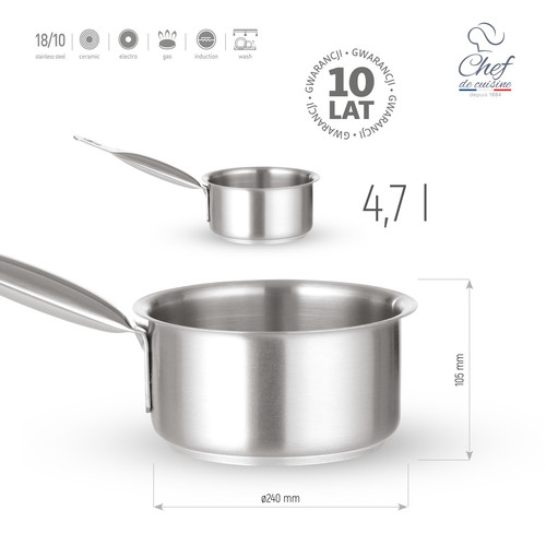 Zdjęcie do Rondel ze stali nierdzewnej 4,7l śr. 240x(H)105 mm 2