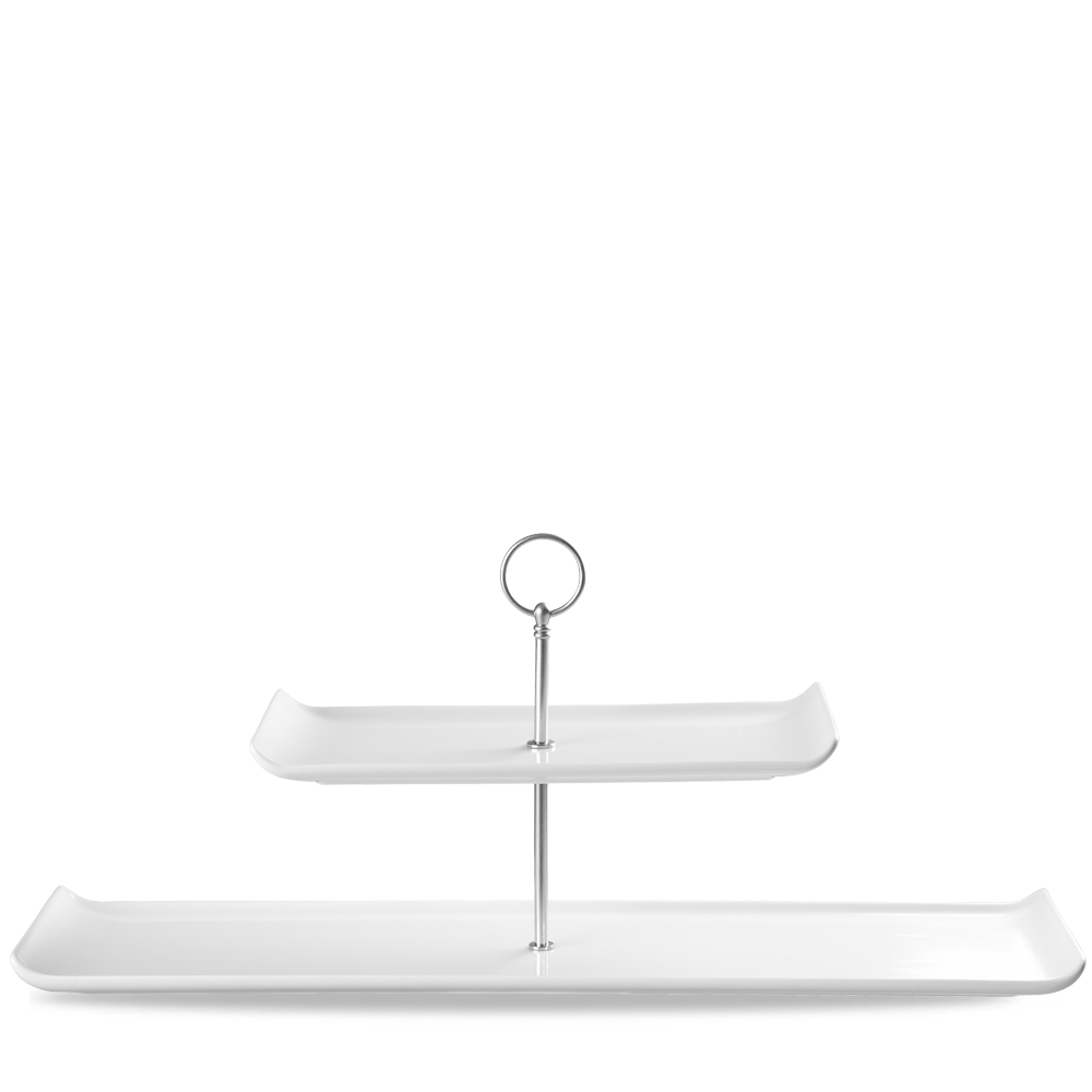 Dwupoziomowa patera Alchemy Balance White prostokątna, góra 300x150mm, dół 560x150mm, (h)220mm