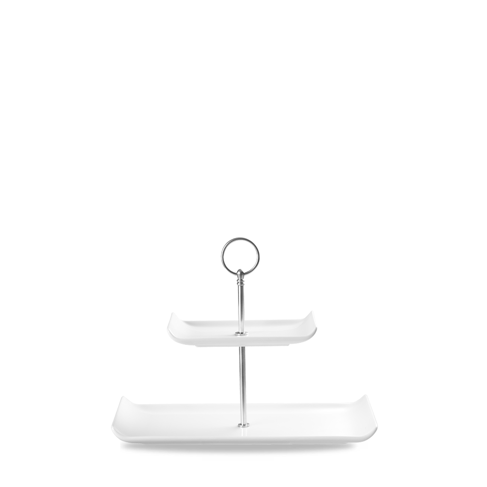Dwupoziomowa patera Alchemy Balance White prostokątna, góra 170x100mm, dół 300x150mm, (h) 220mm