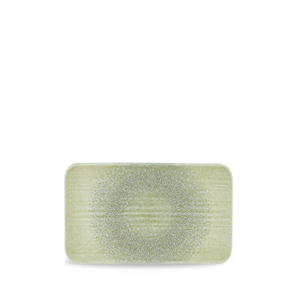 Talerz prostokątny o organicznym kształcie Harvest Grain Speckle Green, 300x160mm