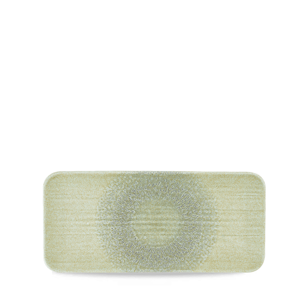 Półmisek prostokątny coupe o organicznym kształcie Harvest Grain Speckle Green, 350x160mm