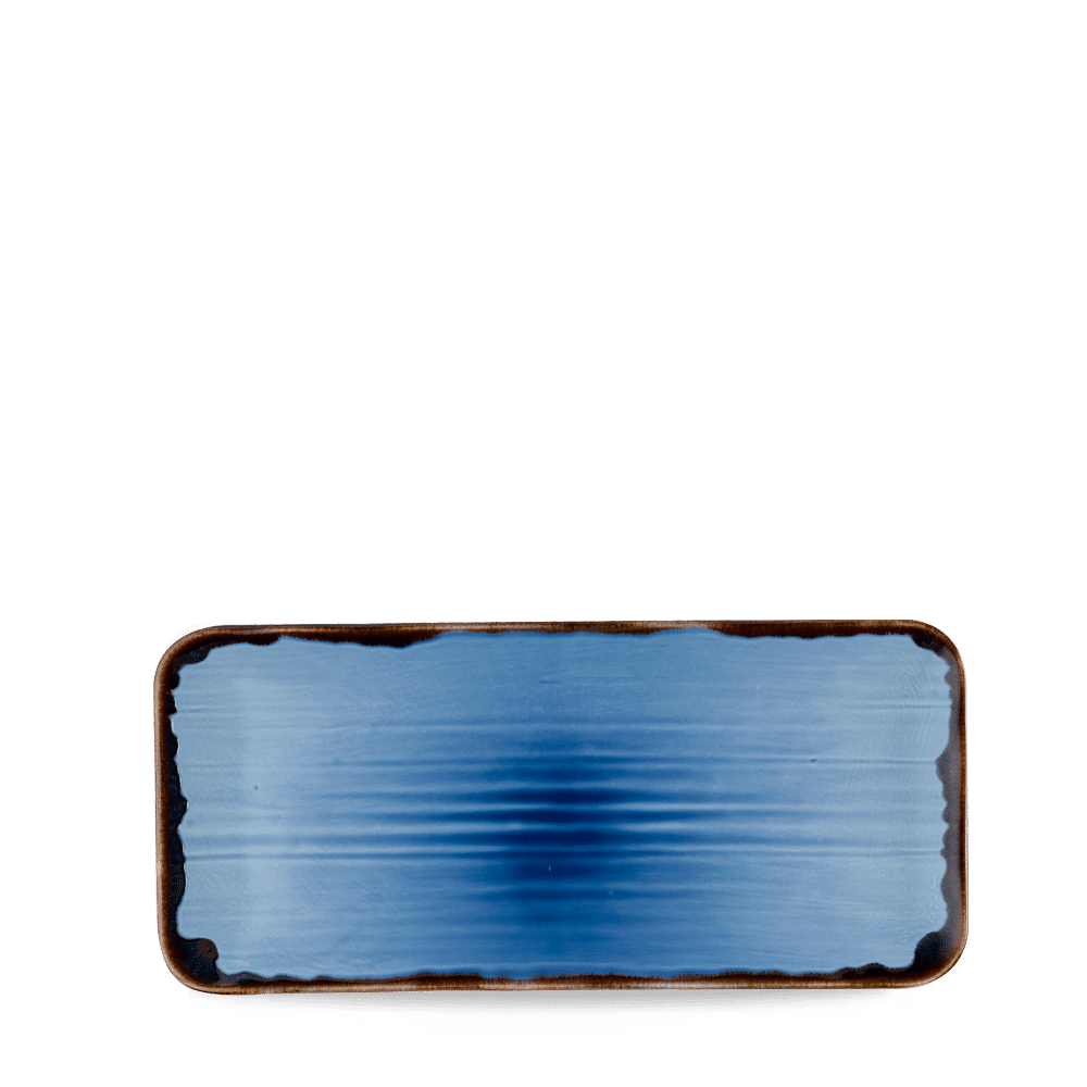 Półmisek prostokątny coupe o organicznym kształcie Harvest Indigo, 350x160mm