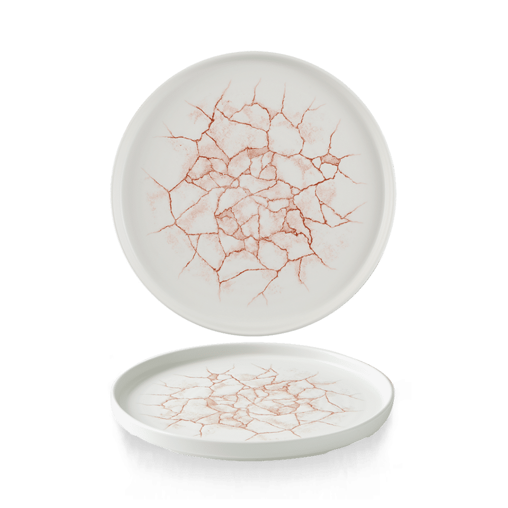 Studio Prints Kintsugi Coral plate with high rim, 210 mm