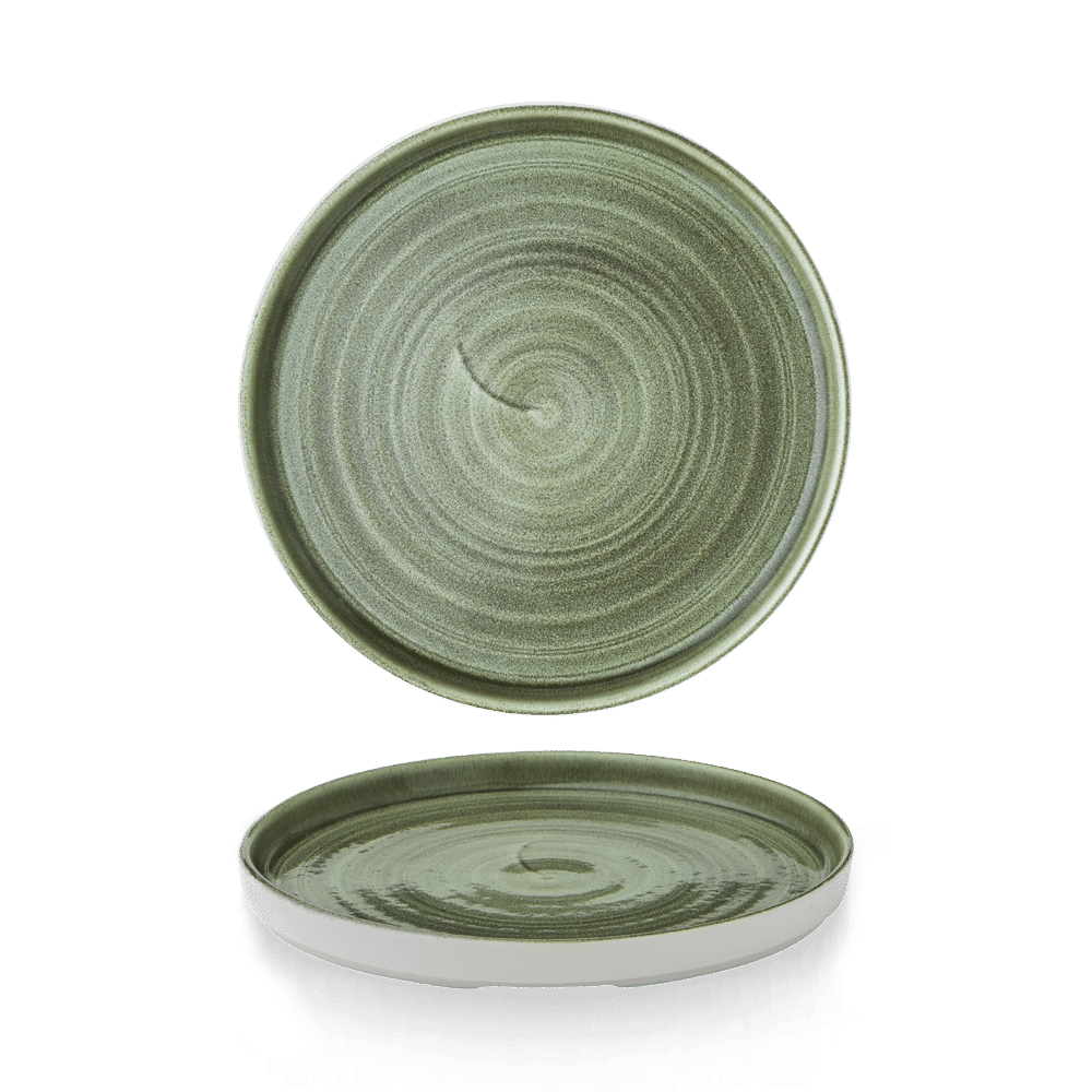 Stonecast Patina Burnished Green high-rimmed plate, 210 mm