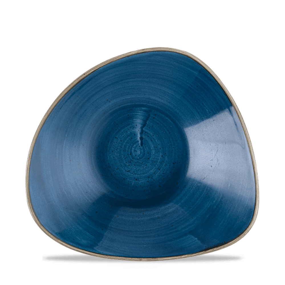 Stonecast Java Blue triangular bowl, 240 mm