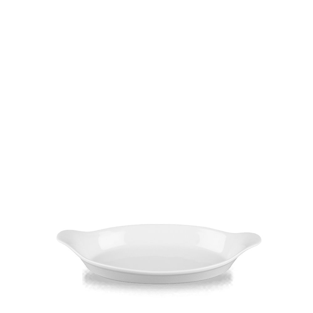 White Cookware  Intermediate Oval Eared Dish 9"X5" [de]