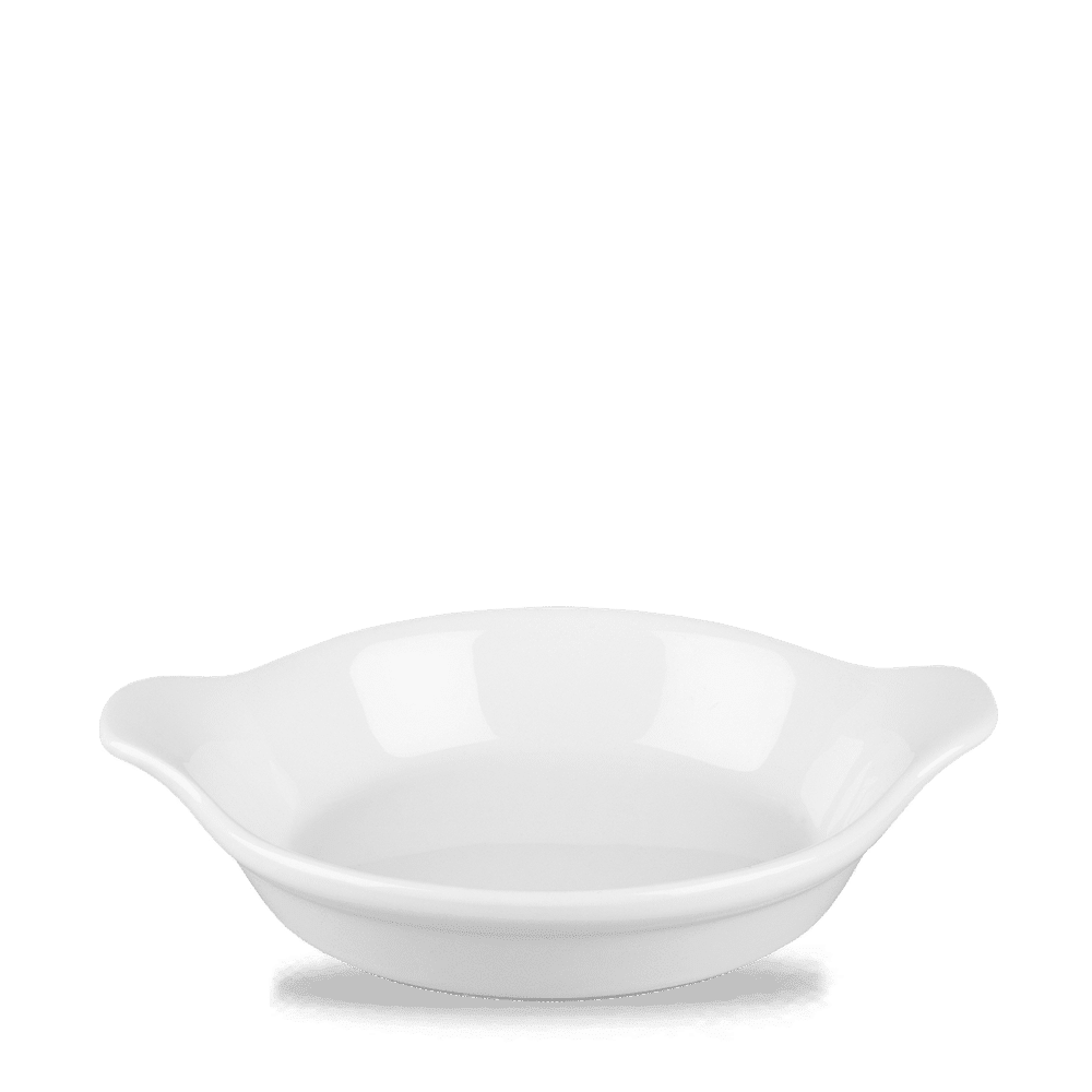 White Cookware  Large Round Eared Dish 7.125" [cz]