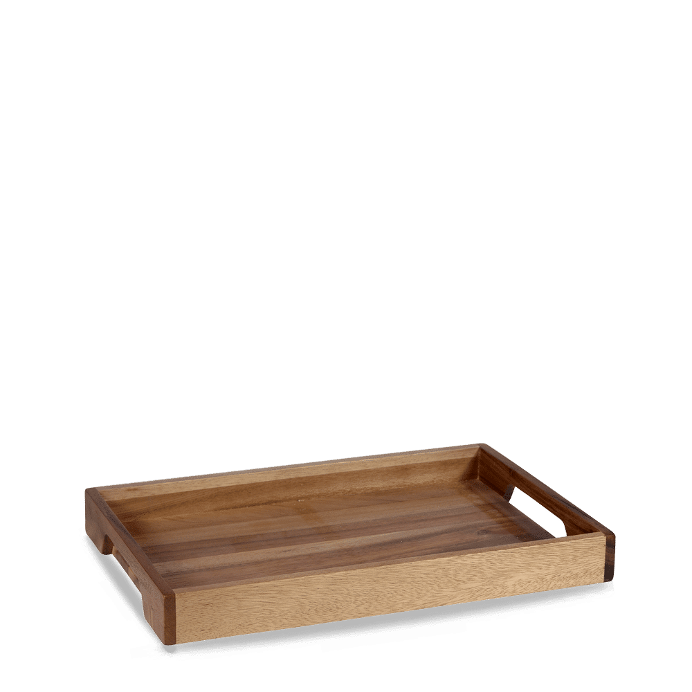 Taca z pełną podstawą z uchwytami drewniana, 400x260mm [ru]