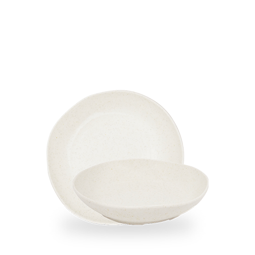 Deep bowl with an organic shape, Stonecast Barley White, 220mm, 770ml