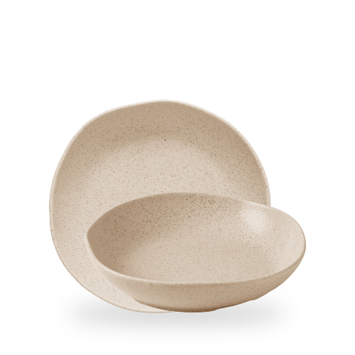 Organic-shaped deep bowl, Stonecast Nutmeg Cream, 250 mm, 1160 ml
