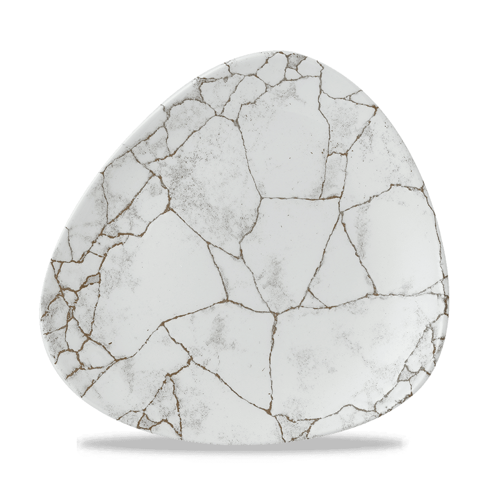 Studio Prints Kintsugi Agate Grey triangular plate, 229mm