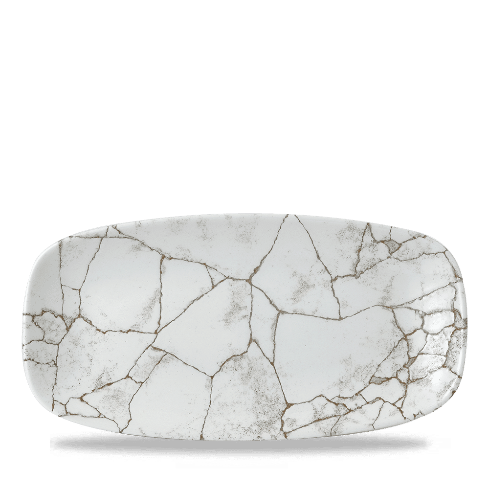 Studio Prints Kintsugi Agate Grey chefs oblong plate, 298x153mm