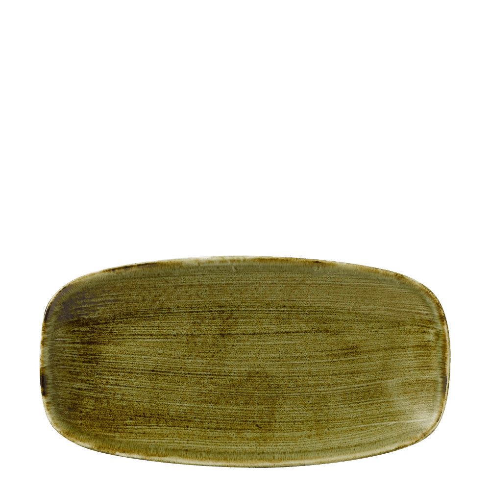 Stonecast Plume Green chefs oblong plate, 298x153mm