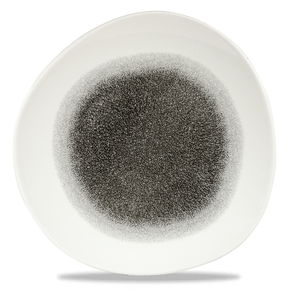 Raku Quartz Black round trace plate, 286mm