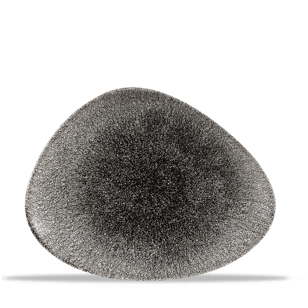 Raku Quartz Black chefs plate, 265x205mm