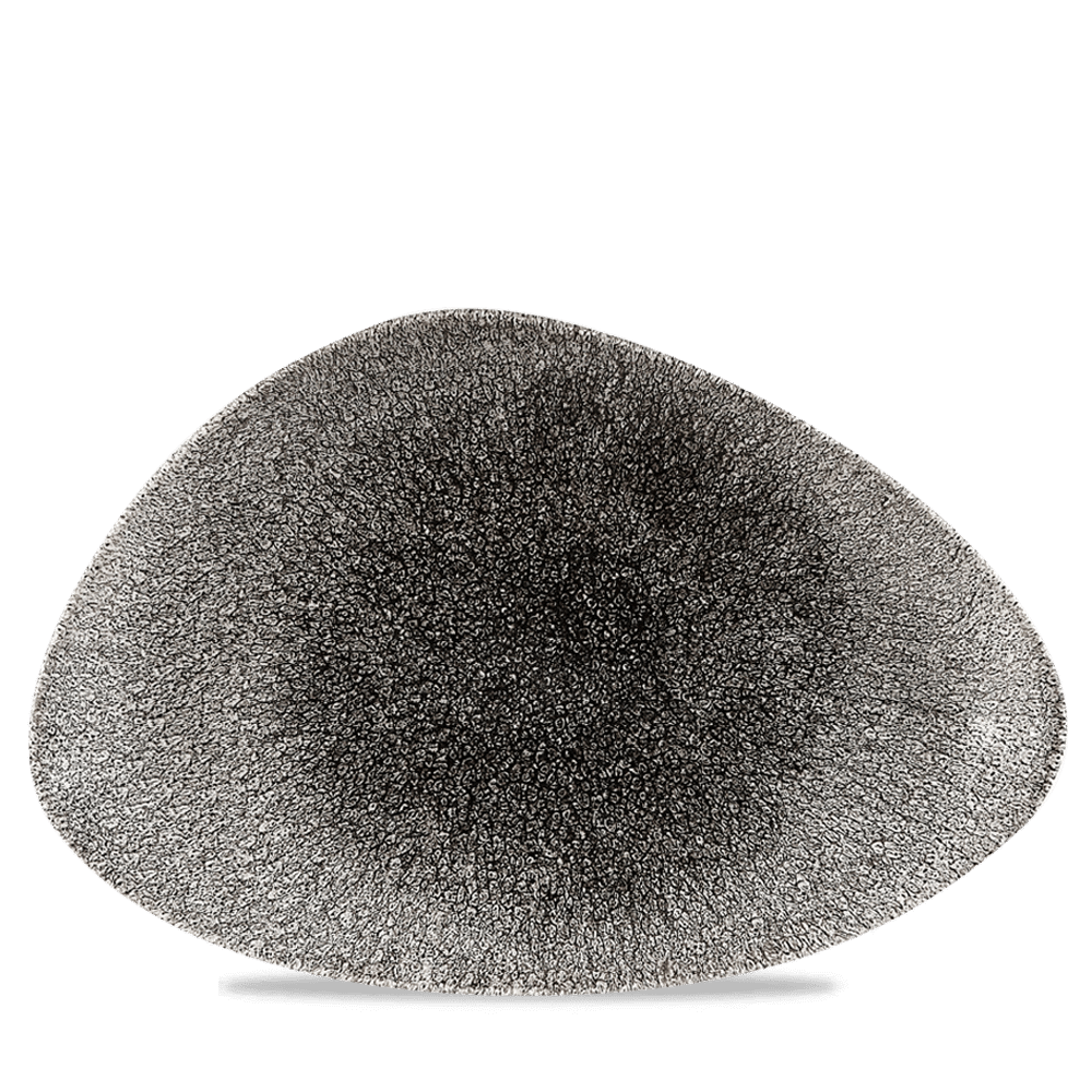Raku Quartz Black Triangle chefs plate, 355x188mm