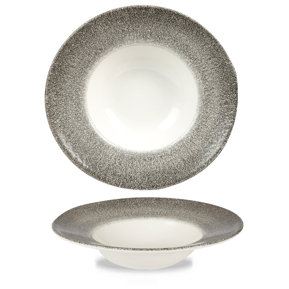 Raku Quartz Black Profile wide rim bowl, 280mm
