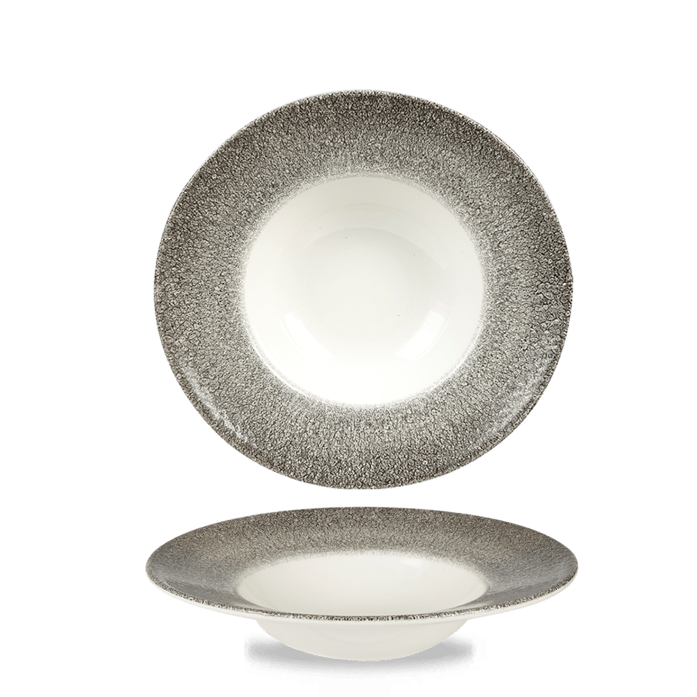 Raku Quartz Black Profile wide rim bowl, 240mm