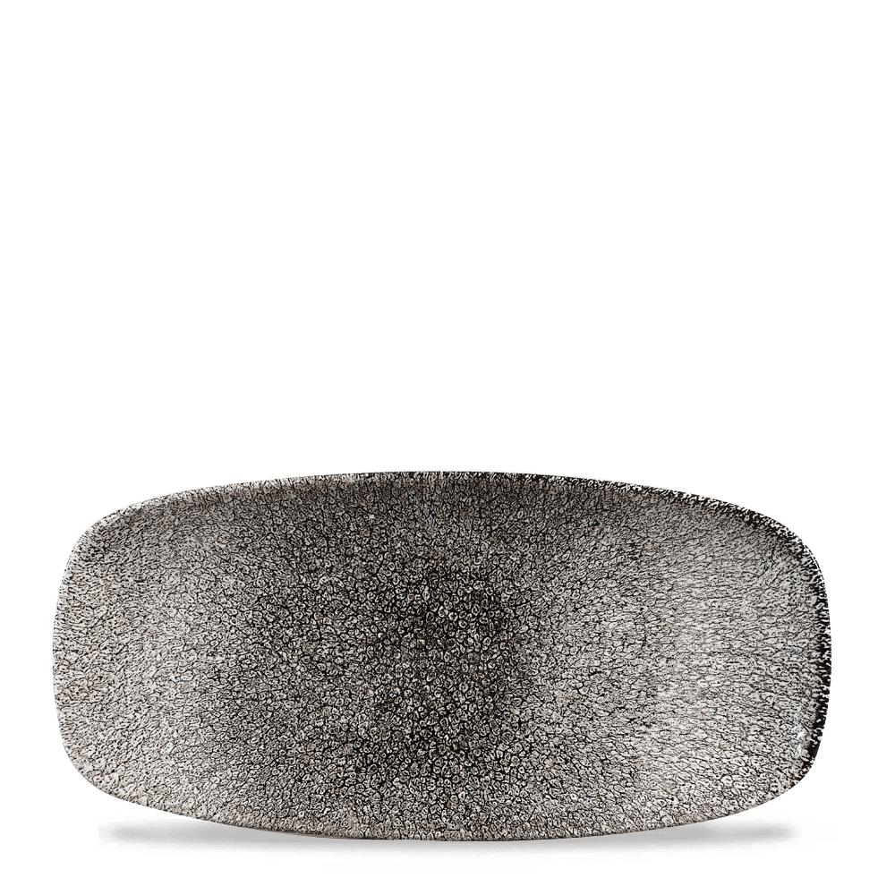 Raku Quartz Black chefs oblong plate, 269x127mm