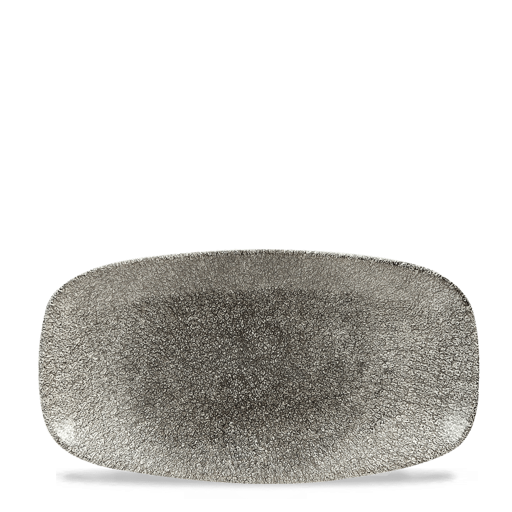 Raku Quartz Black chefs oblong plate, 298x153mm
