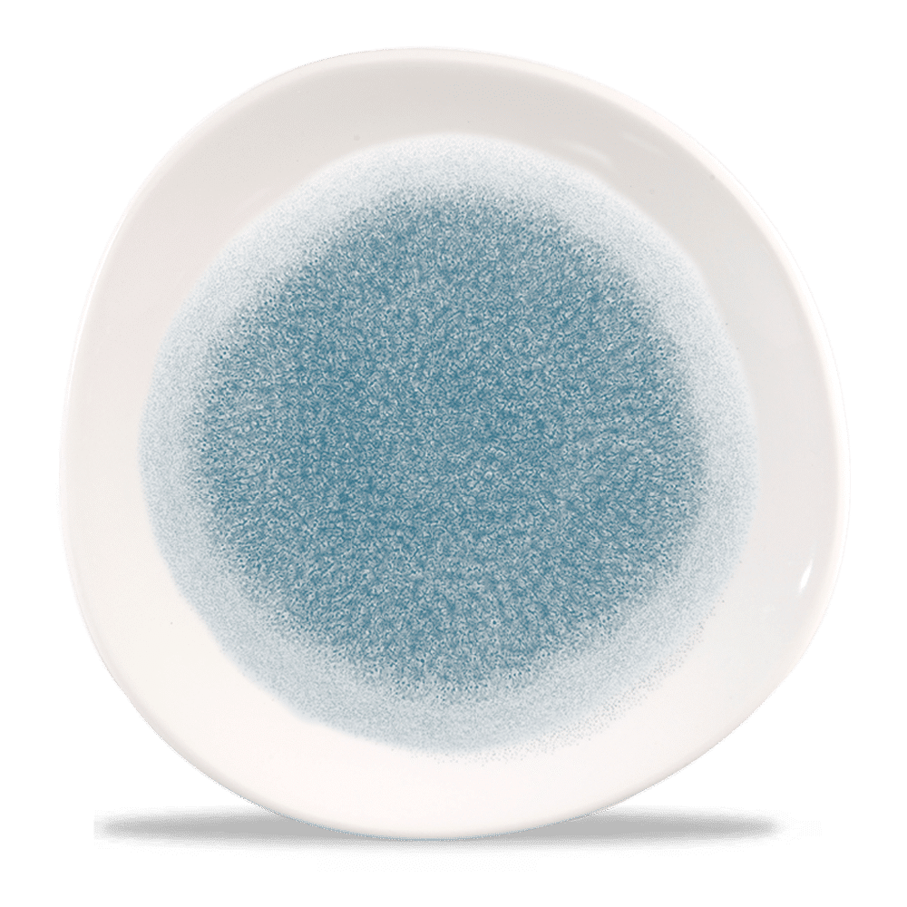 Talerz płytki o organicznym kształcie Raku Topaz Blue 286 mm