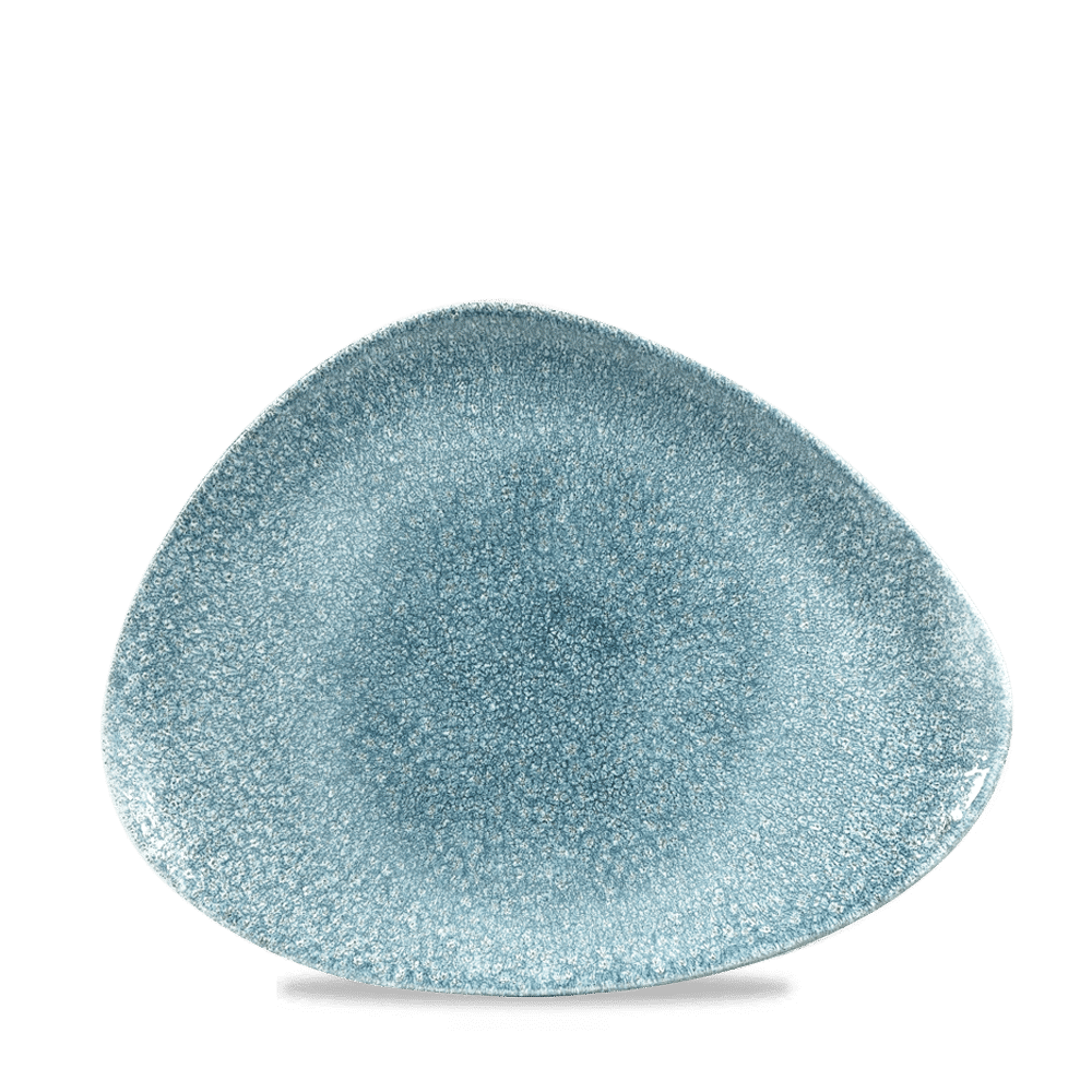 Talerz prezentacyjny trójkątny Raku Topaz Blue o wym. 265x205 mm