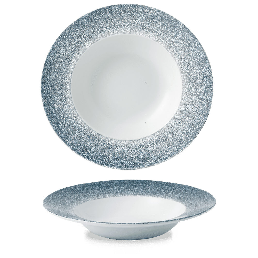 Raku Topaz Blue Profile wide rim bowl, 280mm