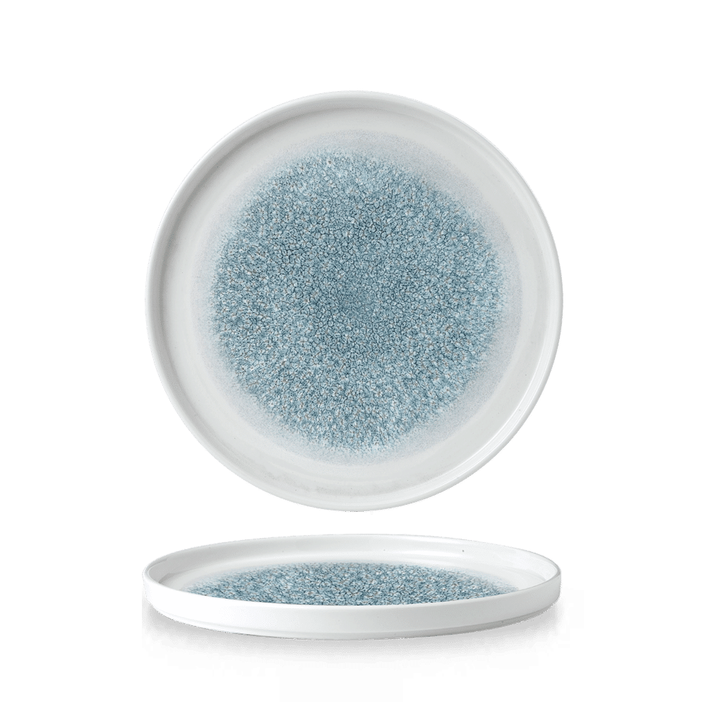 Talerz płytki z rantem Raku Topaz Blue 260 mm