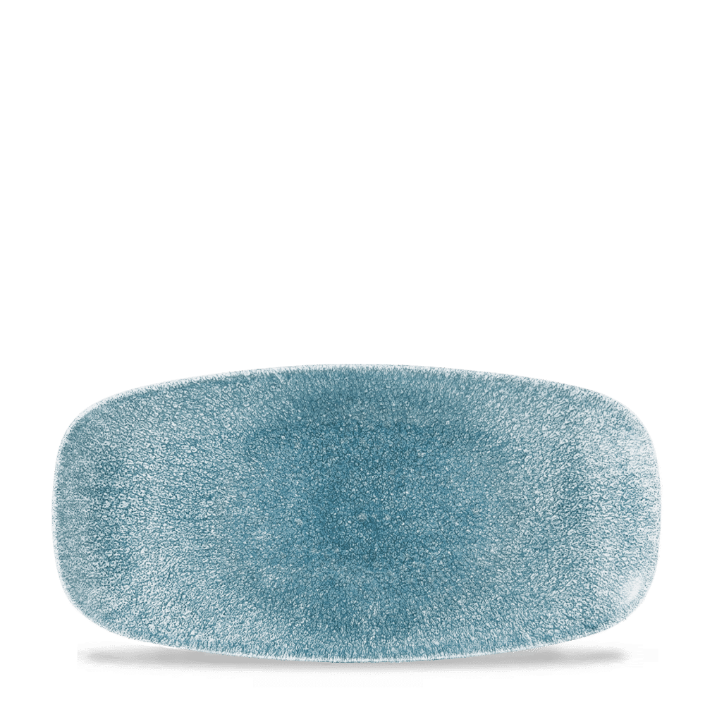 Raku Topaz Blue chefs oblong plate, 298x153mm