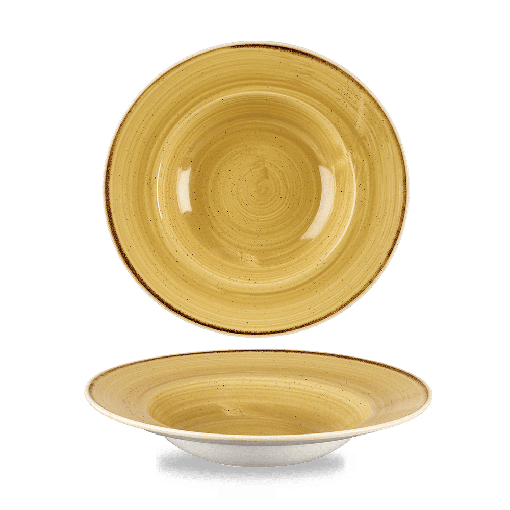Stonecast Mustard wide rim bowl, 240mm