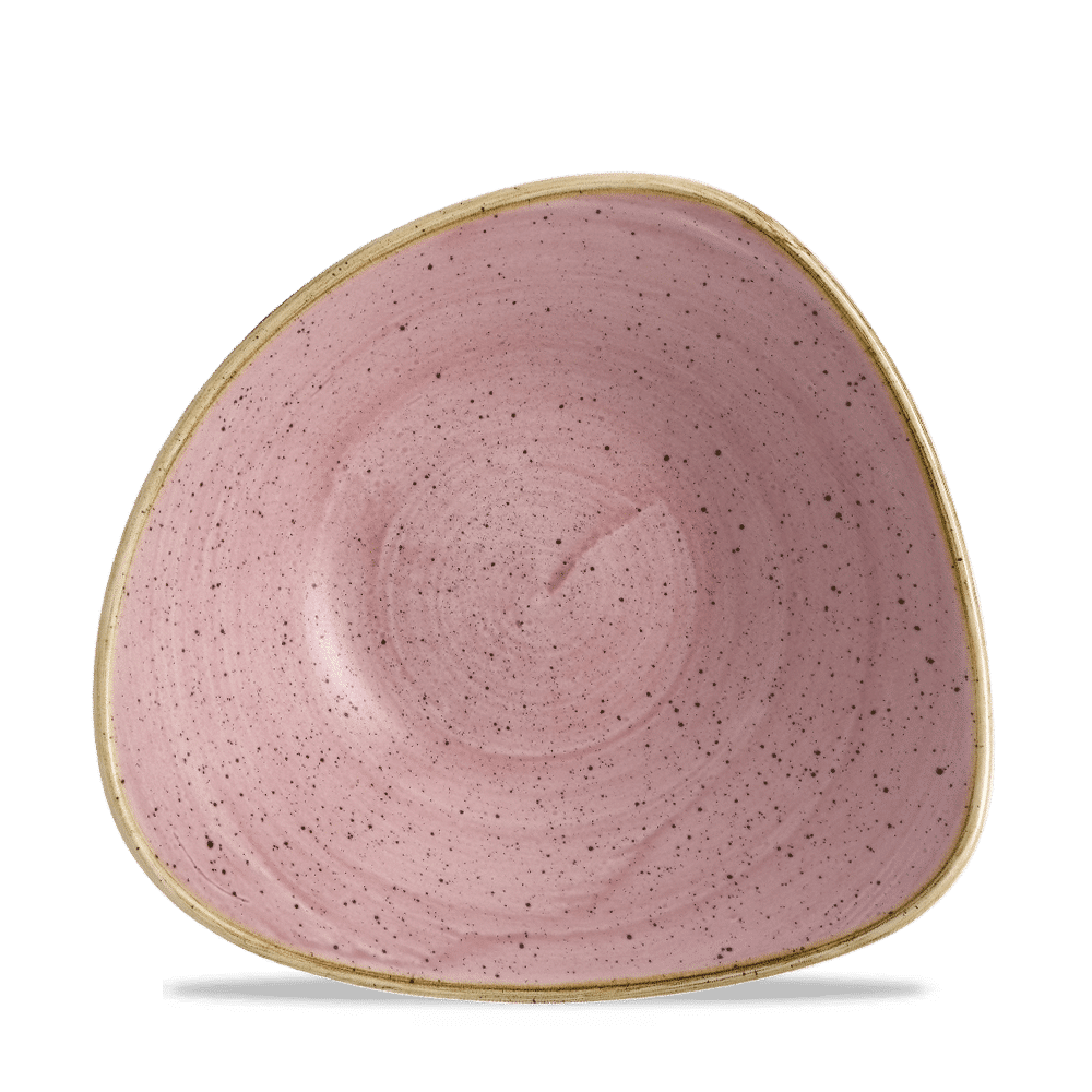 Stonecast Petal Pink triangular bowl, 235mm