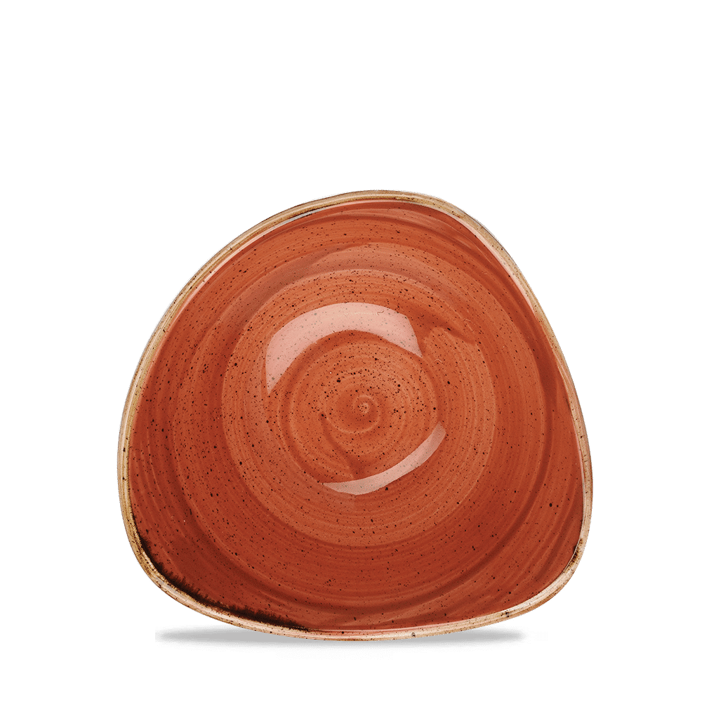 Stonecast Orange triangular bowl, 153mm