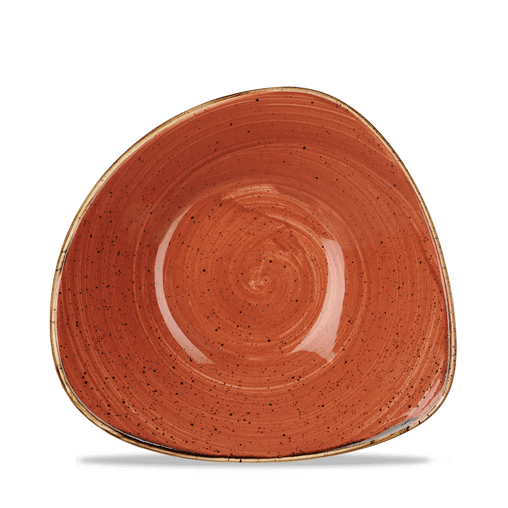 Stonecast Orange triangular bowl, 235mm