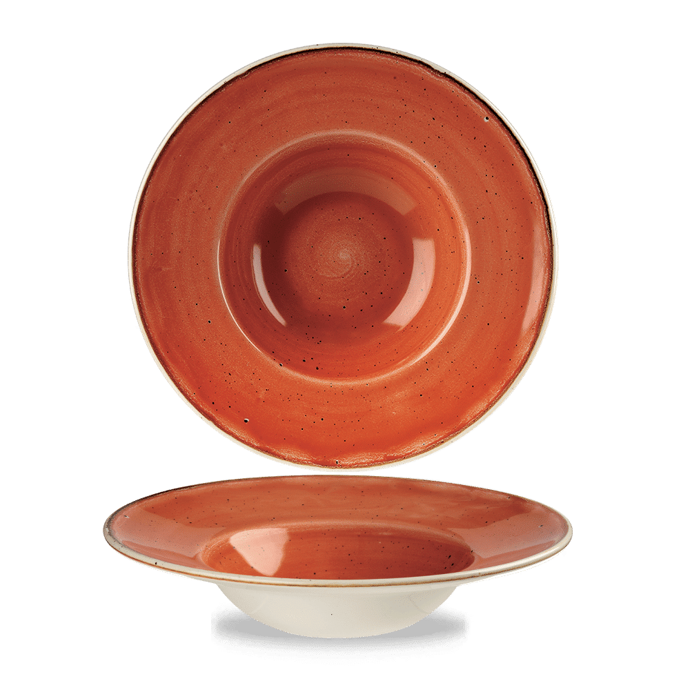 Stonecast Orange wide rim bowl, 240mm