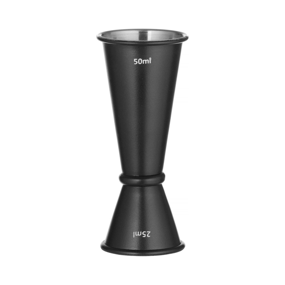 Jigger - barová odměrka s kroužkem, Bar up, 25 ml / 50 ml, černá, ⌀45x(H)110 mm