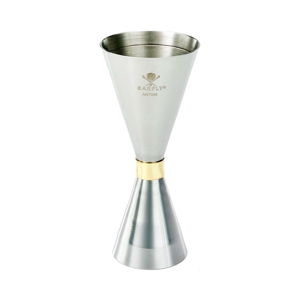 Jigger - Bartendermått Slim Style, 2 oz. 30/60 ml, rostfritt stål med guldkant, Barfly