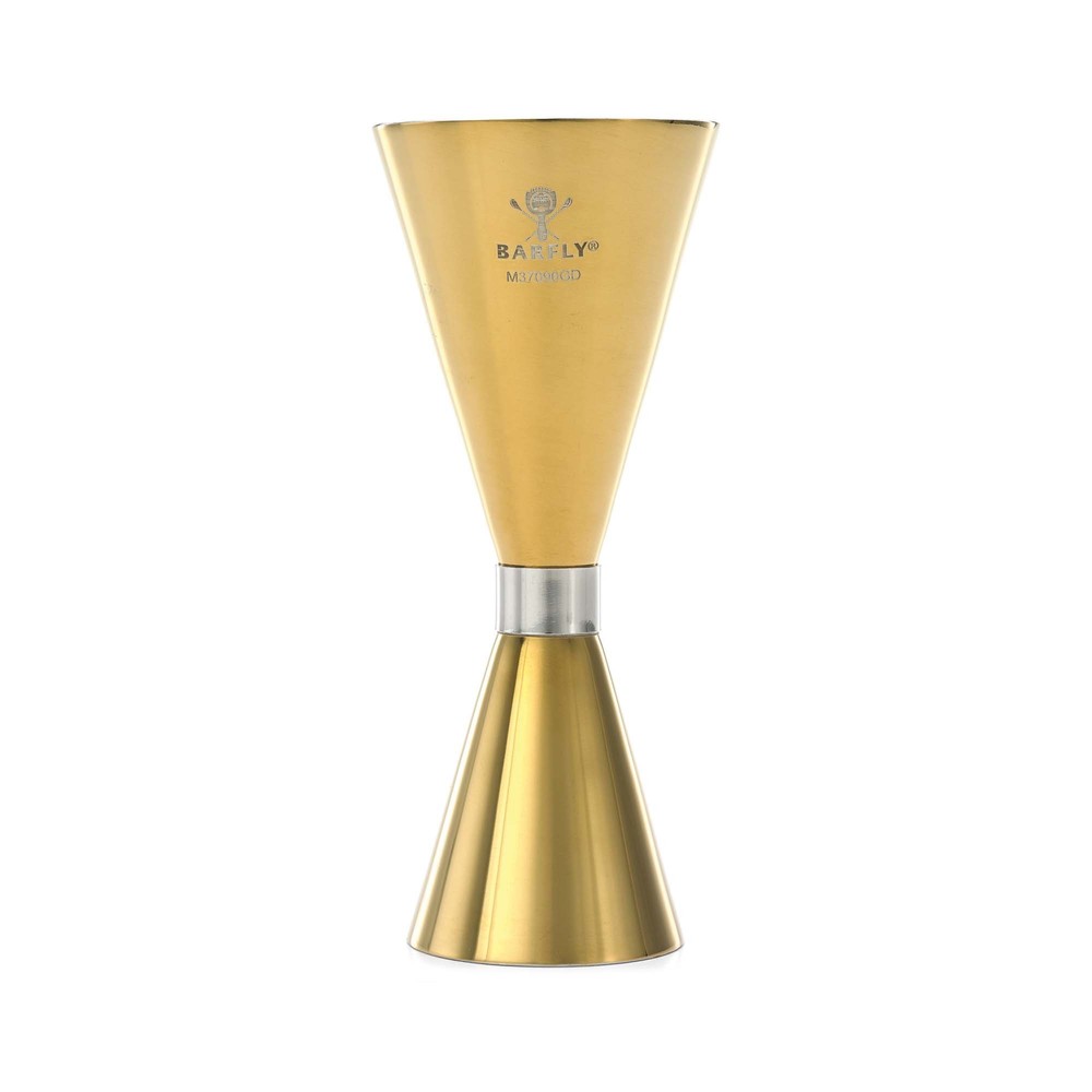 Jigger – Slim Style-mätglas, 2 oz., 30/60 ml, guld med stålkant, Barfly