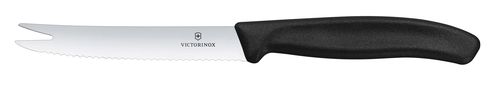 Victorinox Swiss Classic Nóż do sera i kiełbasy, ostrze ząbkowane, 110mm, czarny