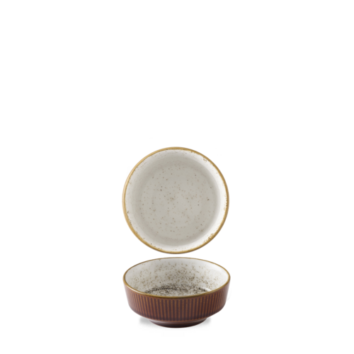 Photo for Kochi Cinnamon Brown Barley White shallow bowl, 115mm, 260ml 1
