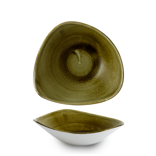 Photo for Stonecast Plume Green triangular bowl, 235mm 1