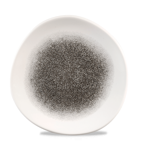 Photo for Raku Quartz Black round trace plate, 210mm 1