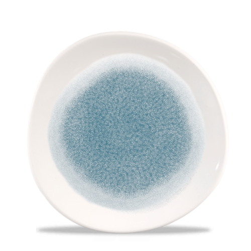 Photo for Raku Topaz Blue round trace plate, 210mm 1