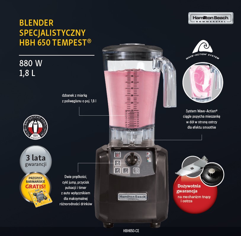 Kup Blender barmański HBH650-CE Tempest® 1.8l 880W, Hamilton Beach